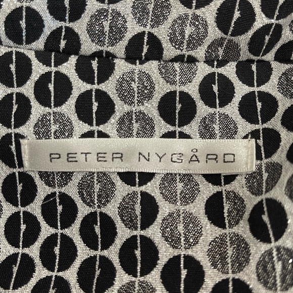 Peter Nygard Silver & Black Dot Roundels 3/4 sleeve jacket blazer art to wear - Picture 3 of 17